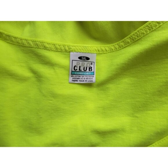 Pro Club Mens Shirt 5XL Tank Long Fluorescent Yellow Activewear YEL25E - Picture 7 of 7